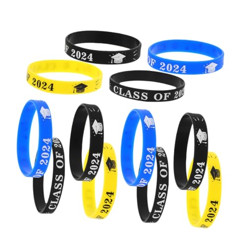 VILLFUL 12 Stück 2024 Abschlussarmband pieces memories Abschluss-Silikonarmband Geschenke der Klasse schmücken Dekor Klasse von 2024-Armbändern Armband aus Silikon der Klasse 2024 tragbar von VILLFUL