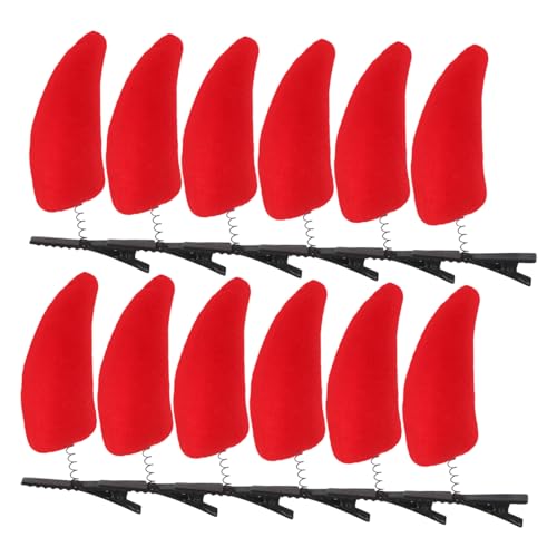 VILLFUL 12 Stück Teiliges Gothic Ox Horn Haarklammer Rote Teufelshörner Haarspangen für Halloween Kostüm Vielseitige Mädchen Haaraccessoires für Cosplay Party und Fasching von VILLFUL
