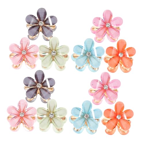 VILLFUL 12 Stück Teiliges Mini Metallblumen Haarspangen mit Funkelnden Kristallen Blumige Haarklammern für Frauen und Mädchen Fester Sitz für Dünnes und Dickes Haar Vielseitig für Alltag von VILLFUL