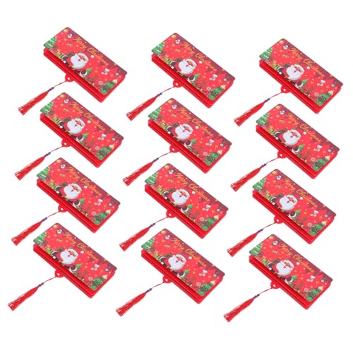VILLFUL 12 Stück Teiliges Weihnachtsgeldhalter mit Fächern Kreativer Roter Umschlag im Weihnachtsmann Schneemann-Design Einzigartiger Geldorganizer für Festliche Bargeschenke und von VILLFUL