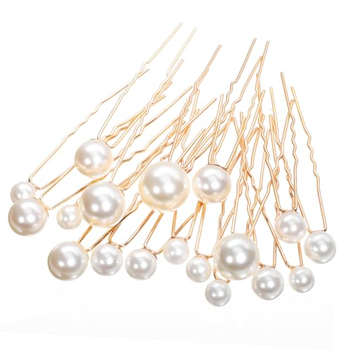 VILLFUL 18 Teiliges U Förmige Goldene Perlen Haarnadeln Brautschmuck für Hochzeit Sicherer Design Schonend für Haartypen Langlebig und Vielseitig für Braut und Brautjungfern von VILLFUL