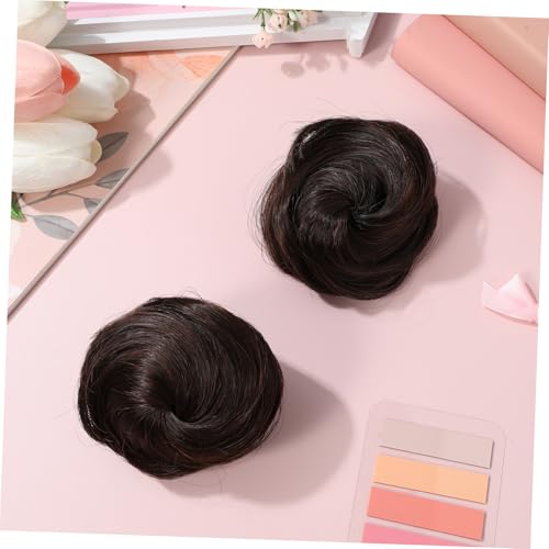 VILLFUL 2 Haarklammer Dutt Clip für Frauen Stabiler Modisches Design Leichter Haar Accessoire Langlebige Dunkelbraune Bun Hair Extensions für Stylische Hochsteckfrisuren von VILLFUL