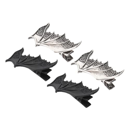 VILLFUL 2 Paare Fledermausflügel Haarspangen in Schwarz und Antiksilber Punk Halloween Haarschmuck Teufelsflügel Design Auffällige Haarnadeln für Mädchen und Frauen Festlicher Party Look VILLFUL 2 Paare Fledermausflügel Haarspangen in Schwarz und Antiksilber Punk Halloween Haarschmuck Teufelsflügel Design Auffällige Haarnadeln für Mädchen und Frauen Festlicher Party Look von VILLFUL