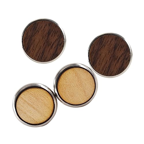 VILLFUL 2 Paare Runde Holzmanschettenknöpfe Echtholz Strapazierfähige Manschettenknöpfe für Herrenhemden Ersatzknöpfe und DIY Dekoration Amerikanischem Schwarznuss und Ahornholz von VILLFUL