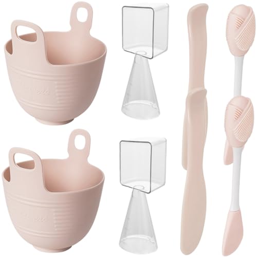 VILLFUL 2 Sätze DIY Gesichtsmaske Rührschüssel aus Flexiblem Silikon Teiliges Mixing Kit mit Pinsel und Stab Langlebiges Leicht zu Reinigendes Beauty Tool für Frauen zur Herstellung von VILLFUL