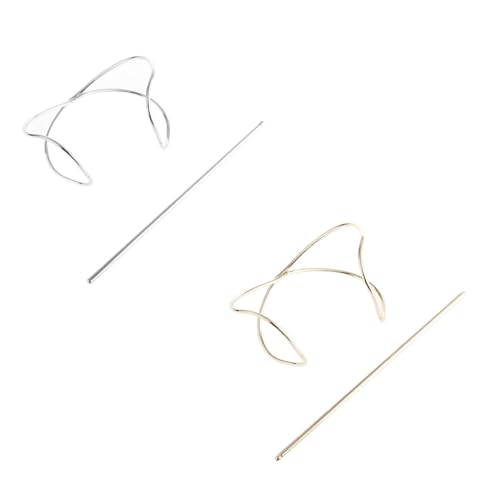 VILLFUL 2 Sätze Metall Haarstäbchen Unregelmäßig Gebogenes Design Leicht Elegant Damen Haarschmuck Für Dutt Frisuren Gold Silber von VILLFUL