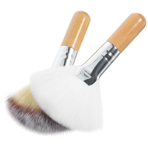 VILLFUL 2 Stck. Teiliges Fan Makeup Pinsel Weiche Borsten Großer Puder und Pinsel für Gesicht Tragbar Sanfte Verteilung zum Fixieren von Make Up für Frauen von VILLFUL
