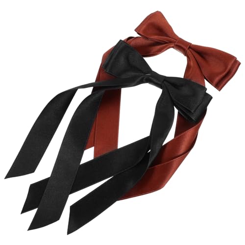 VILLFUL 2 Stck. Teiliges Schleifen Haarspangen für Mädchen Niedliche Einlagige Satinband Haarklammern in Schwarz und Braun Leichte Duckbilled Clips Dekorativ und Vielseitig für Partys und von VILLFUL