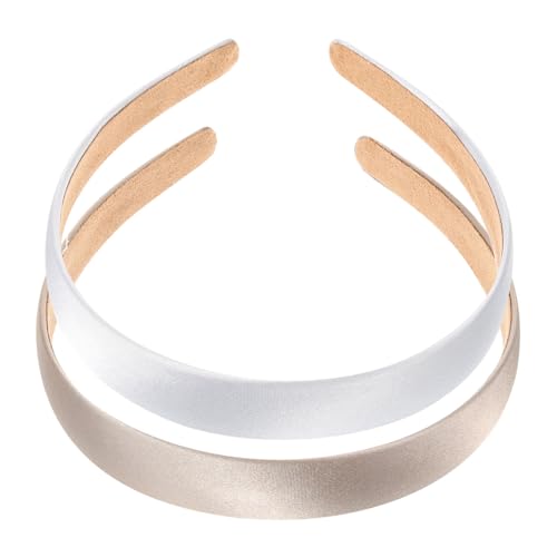 VILLFUL 2 Stück Breites Haarband Damen Weiches Bequemes Stirnband in Gold und Weiß Reißfest Schont Kopfhaut Vielseitig für Sport Yoga Party Hochzeit und Alltag Modisch Schlicht von VILLFUL