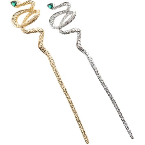 VILLFUL 2 Stück Chinesische Haarnadel Schlange Haarschmuck Legierung Vintage Haarstab Elegant Leicht für Damen Hochzeit Party Geschenk von VILLFUL