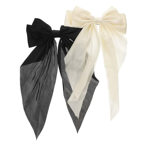 VILLFUL 2 Stück Große Haarschleifen Clip Schwarze und Weiße Haarschleifen Haarspangen Damen Bowknot Haarclips für Mädchen und Frauen Elegant Modisch Vielseitig für Party und Alltag von VILLFUL