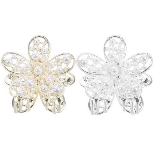 VILLFUL 2 Stück Hohle Blüten Haarklammern aus Langlebiger Legierung für Frauen Einsetzbar für Haarlängen Modische Robuste Haarspangen in Gold und Silber Eleganter Haarschmuck von VILLFUL