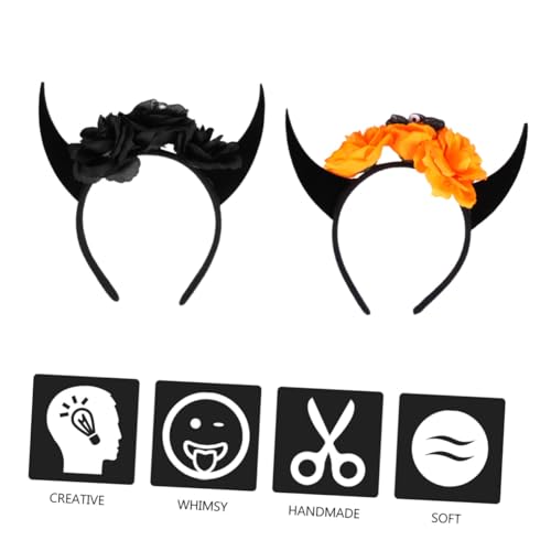 VILLFUL 2 Stück Horn Stirnband Horn Kopfbedeckung Erwachsene Stirnbänder Für Halloween Haare Frauen Halloween Dekoration Stirnband Party Hörner von VILLFUL