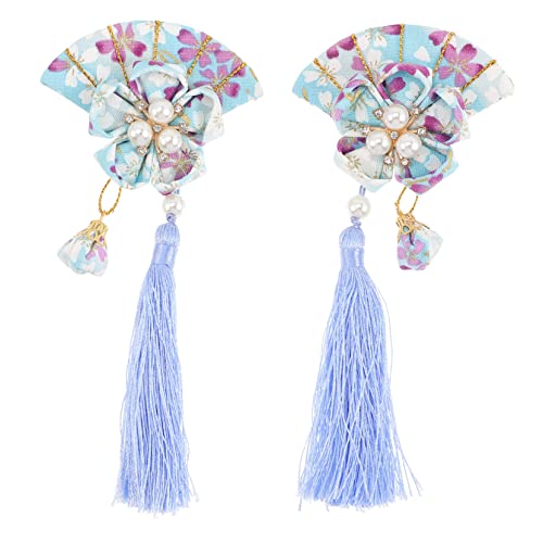 VILLFUL 2 Stück Japanischer Fächer Haarclip mit Quaste Haaraccessoire für Hochzeiten Partys und Besondere Anlässe Stilvoller Haarschmuck für Damen von VILLFUL