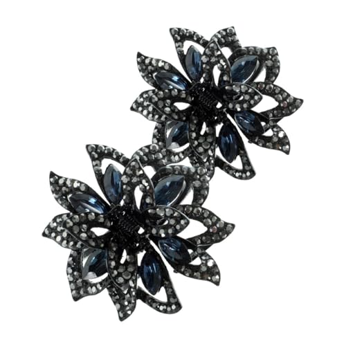 VILLFUL 2 Stück Koreanische Haarklammer mit Kristallblume Kleine Dünne Rutschfeste Haarklammern für Frauen Eleganter Haarschmuck für Ponytail und Hochzeitsfrisuren Modische Haarspangen von VILLFUL