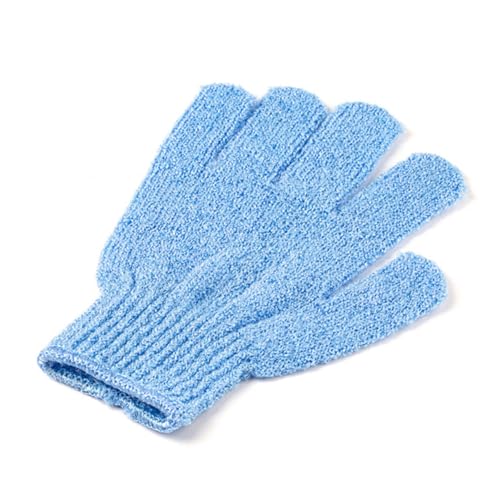 VILLFUL 2 Stück Nylon Duschhandschuhe Elastische Peeling Handschuhe für Körperpeeling Schnell Trocknend Maschinenwaschbar Geeignet für Damen Herren Praktischem Aufhänger Blau von VILLFUL