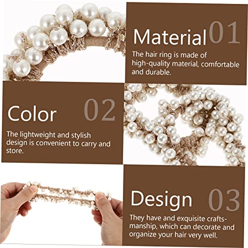 VILLFUL 2 Stück Perlen Haargummi Elastische Handgefertigte Haarschlaufe für Damen Modisches Bequemes Haarband mit Glatten Kanten Dekoratives DIY Haarschmuck Accessoire von VILLFUL