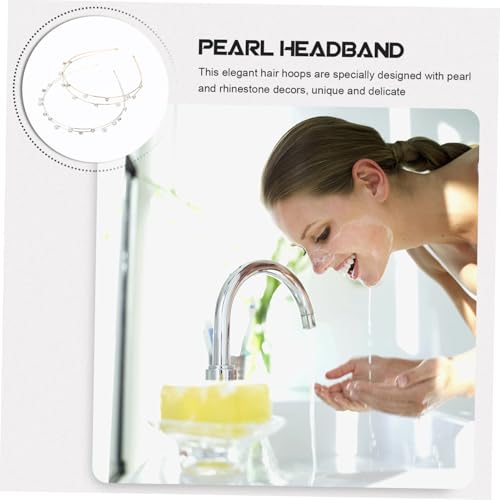 VILLFUL 2 Stück Perlenstirnbänder Damenhaar mit Strassbesatz Modische Haarschmuck hoops für Frauen und Mädchen Elegantes Accessoire für Party und Alltag in Silber und Gold von VILLFUL