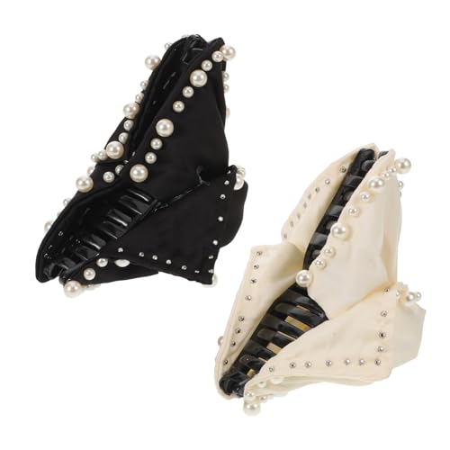 VILLFUL 2 Stück Satin Haarklammern mit Künstlicher Perle Dreieckiger Haarspange für Dickes Haar Eleganter Haarschmuck für Frauen Fester Sitz für Alltag und Festliche Anlässe von VILLFUL