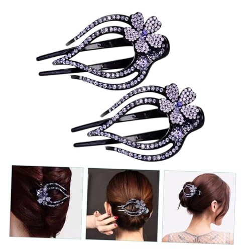 VILLFUL 2 Stück Strass Haarklammern Damen Haarspangen mit Dreizackigem Design Langlebige Ponytail Clips für Elegante Frisuren Bequem Tragbar Modisches Haarschmuck Zubehör von VILLFUL