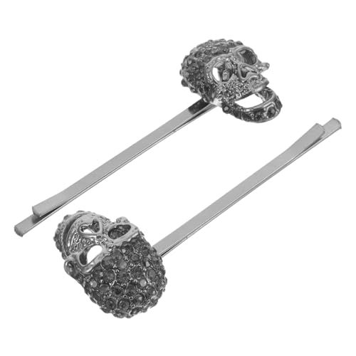 VILLFUL 2 Stück Strassverzierte Skelett Haarspangen Halloween Haarschmuck mit Schädel Motiv für Party Cosplay Damen Zubehör von VILLFUL