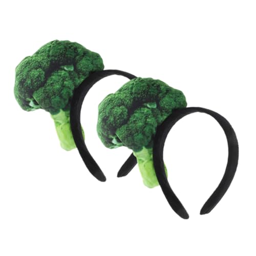 VILLFUL 2 Stück Teiliges Damen Stirnband Brokkoli Design Dehnbar Leichtes Haarschmuck für Party Cosplay Waschen Vielseitiges Komfortables Lustiges Festival Accessoire von VILLFUL