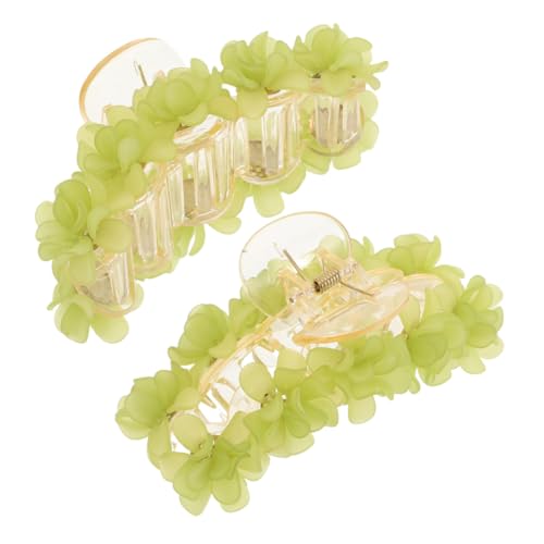 VILLFUL 2 Stück Teiliges Großes Grünes Haarspangen mit Floraler Verzierung Starker durch Robusten Haifischklammer Design Am Hinterkopf Getragen für Damen Vielseitig für Frühling und Sommer von VILLFUL