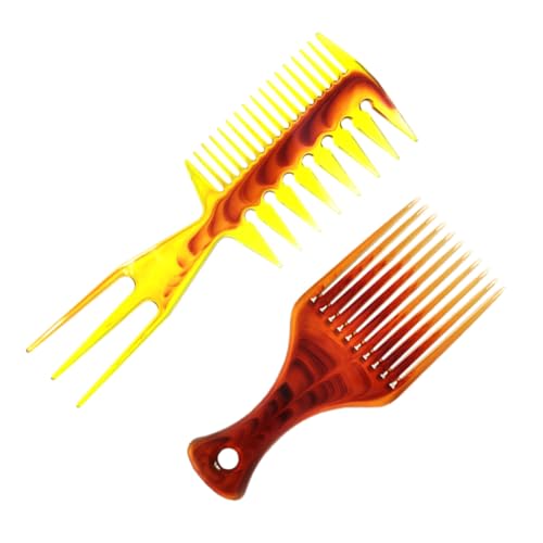 VILLFUL 2 Stück Teiliges Styling Kamm mit Breiten Zähnen Glatte Polierte Kämme für Herren und Damen zum Entwirren Haarmassage und Professionelle Friseur Anwendung Robust und von VILLFUL