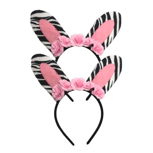 VILLFUL 2 Stück Teiliges Zebra Ohren Haarreif Niedlicher Elastischer Haarschmuck für Party Karneval und Cosplay Geeignet für Damen und Mädchen Stilvolles Accessoire mit Auffälligem Design von VILLFUL