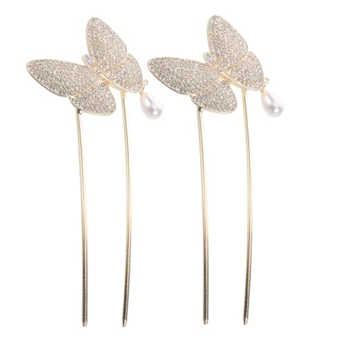 VILLFUL 2 Stück U förmige Haarnadeln mit Perlen Französische Haargabeln aus Metall für Damen Sichere Fixierung Langlebig Eleganter Haarschmuck für Chignon und Hochsteckfrisuren von VILLFUL