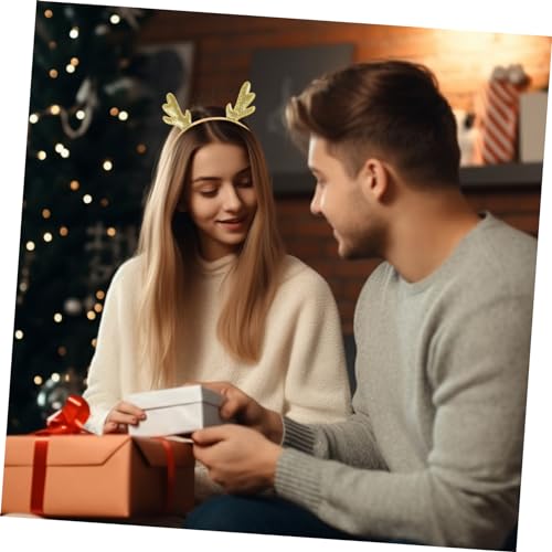 VILLFUL 2 Stück Weihnachts Stirnband Rentier Geweih Haarreif mit Goldenen Glitzer Pailletten Weihnachts Haarband für Damen und Mädchen Festlicher Kopfschmuck für Party und Karneval von VILLFUL
