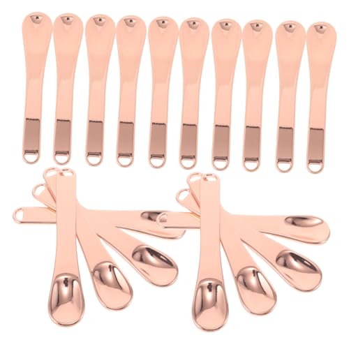 VILLFUL 20 Stück Schönheitslöffel wiederverwendbarer Schminkspatel für die Hautpflege Mini-Make-up-Löffel für kosmetische Cremes Gesichtslöffel Zinklegierung Roségold von VILLFUL