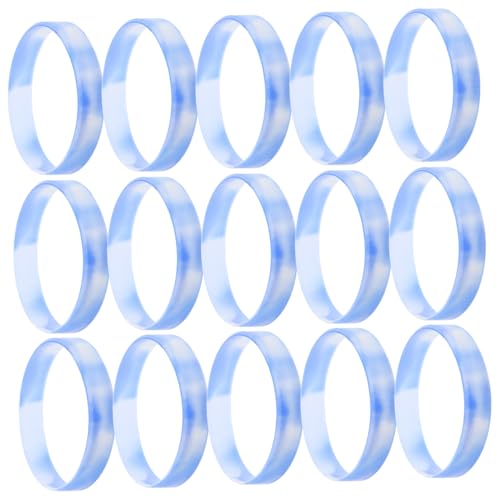 VILLFUL 20 Stück Silikonarmband dehnbare Silikonarmbänder Musik-Party-Armbänder Stretch-Armbänder Silikongummibänder leere Sportbänder breites Silikon -Armband Kieselgel Himmelblau von VILLFUL