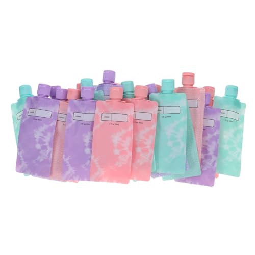 VILLFUL 24 Stück Teiliges Reise Lotion Auslaufsichere Wiederbefüllbare Plastikbeutel mit Flip Deckel Kompakte Tragbare Flüssigkeitsbehälter für Shampoo Körpercreme Platzsparend und von VILLFUL