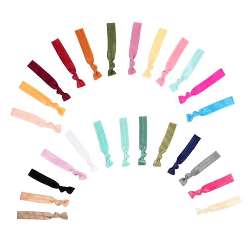 VILLFUL 25 Stück Teiliges Haargummi für Mädchen Elastische Farbige Mini Haargummis Leichte Haarbänder mit Schleifen Design für Ponytail Halter DIY Frisuren Täglicher Haarschmuck von VILLFUL