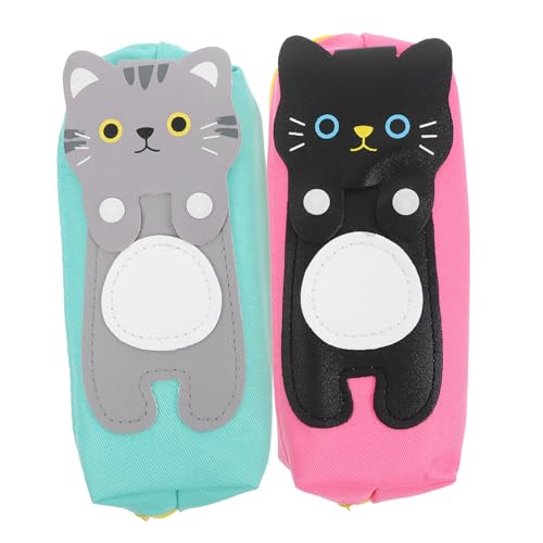 VILLFUL 2stücke Katzen Stift Tasche Aus Segeltuch Mit Niedliches Federmäppchen Für Schule Organisation Von Bleistiften Und Markern von VILLFUL