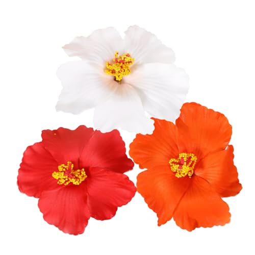 VILLFUL 3 Stück Boho Haarspangen Teilig Blumenform Kleine Haarklammern für Mädchen Party Haarschmuck Strand Haarclips Weiß Rot Orange von VILLFUL