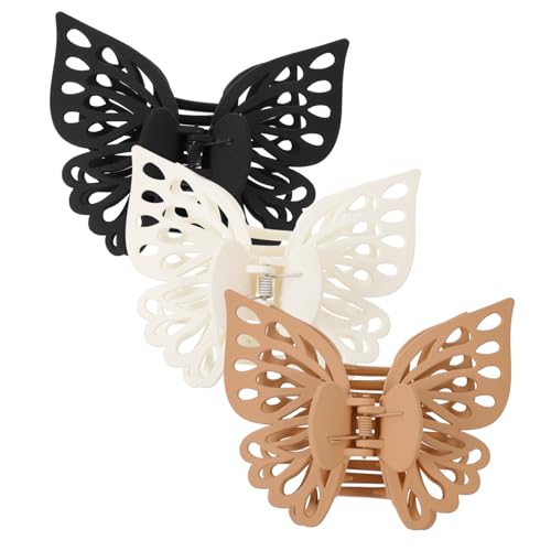 VILLFUL 3 Stück Große Schmetterlings haarklammern Stabile Haarkrallen für Dickes und Feines Haar Schmerzfreie Damen Haarspangen Leicht und Langlebig zum Stylen und Fixieren von VILLFUL