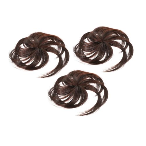 VILLFUL 3 Stück Haartopper aus Chemischer Faser Leicht und Atmungsaktiv Volumengebende Haarteile für Dünnes Haar Selbstklebend Tiefbraun für Frauen zur Haarverdichtung und von VILLFUL
