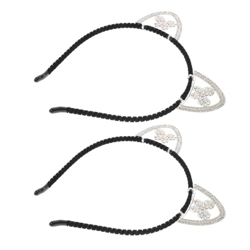 VILLFUL 3 Stück Rhinestone Katzenohren Haarreif Funkelnde Strassakzente Damen Party Kopfschmuck Vielseitiges Accessoire für Halloween Cosplay Geburtstag und Festliche Anlässe von VILLFUL