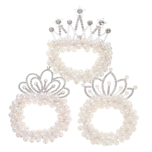 VILLFUL 3 Stück Teiliges Haarschmuck mit Elastischen Perlen Haargummis Krone Design Sicher und Komfortabel für Mädchen Vielseitig für Verschiedene Anlässe und Outfits von VILLFUL