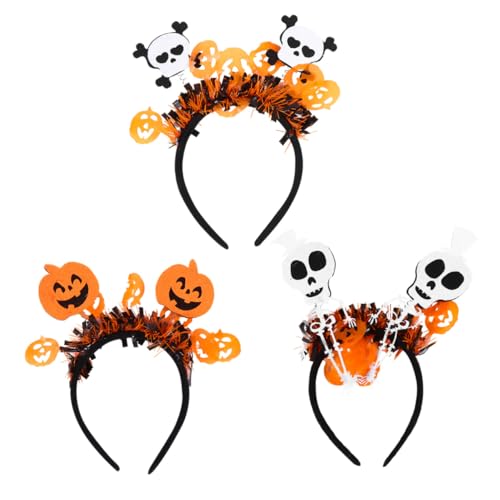 VILLFUL 3 Stück Teiliges Halloween Haarreif Kürbis Schädel Skelett Haarschmuck Cosplay Stirnband für Erwachsene Kostüm Party Zubehör von VILLFUL