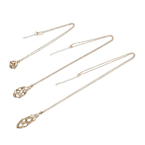 VILLFUL 3 Stück Teiliges Kristall Steinhalter Anhänger DIY Netzkorb Halskette Verstellbar Schmuckzubehör für Damen Herren Vielseitig Kreativ von VILLFUL