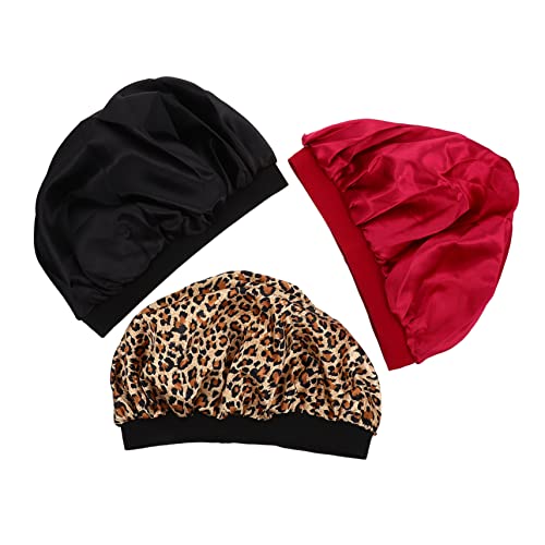 VILLFUL 3 Stück Teiliges Satin Schlafhauben Damen Elastische Hautfreundliche Nacht Haarkappe Haarbruch und Schützt Frisur Bequem und Leicht Geeignet für Empfindliche Kopfhaut von VILLFUL