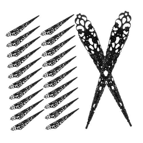 VILLFUL 30 Stück Metall-fingernagelspitzen Für Halloween: Schwarze Fingerspitzen-krallenringe – Metall-kostümzubehör Für Cosplay-partys Und Tanzshows von VILLFUL