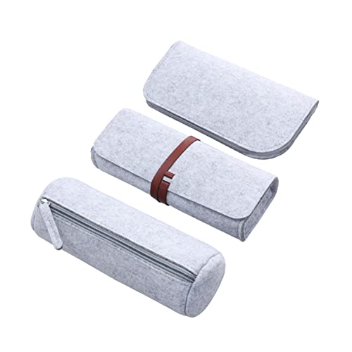 VILLFUL 3Stücke Teiliges Filz Mäppchen Multifunktionale Kosmetiktasche Bleistifthalter und Organizer für Schule Reisen und Robuste Pflegeleichte Aufbewahrungslösung von VILLFUL