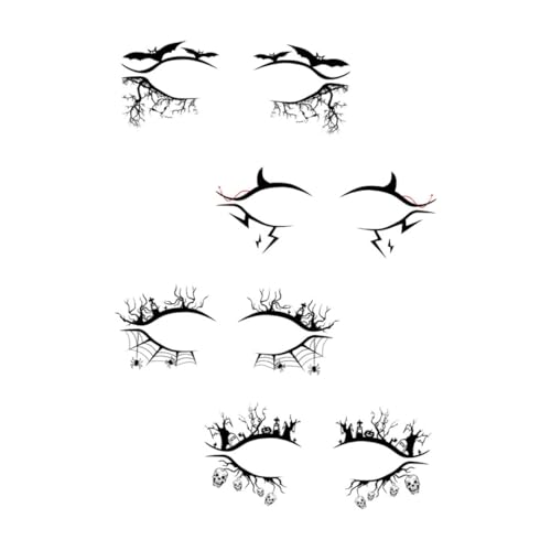 VILLFUL 4 Paare Eyeliner Aufkleber Selbstklebend Halloween Cosplay Augen Make Up Dekor Fledermaus Spinne Party Zubehör für Einfache Anwendung von VILLFUL