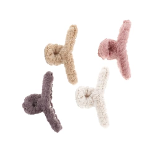 VILLFUL 4 STÜCKE Teiliges Flauschige Haarspangen für Mädchen Weiche Plüsch Haarklammern Große Haarklammern zum Haarstyling Praktische und Langlebige für Alltag und Kosmetik von VILLFUL