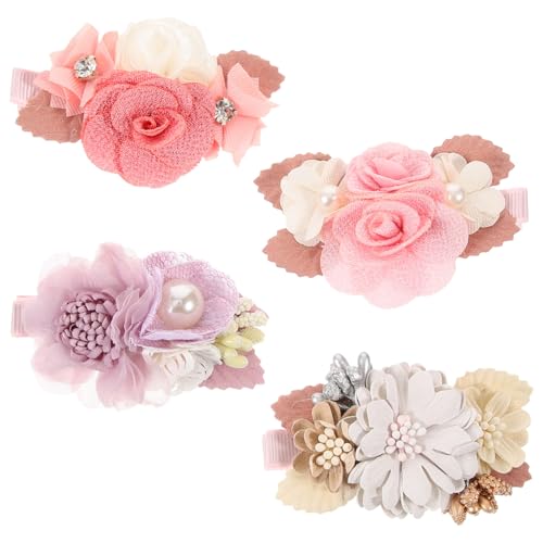 VILLFUL 4 Stück Blumen Haarklammern mit Funkelnden Strasssteinen Leichte Haarspangen für Frauen und Mädchen Stilvolle Wiederverwendbare Haaraccessoires für Alltag und Besondere Anlässe von VILLFUL