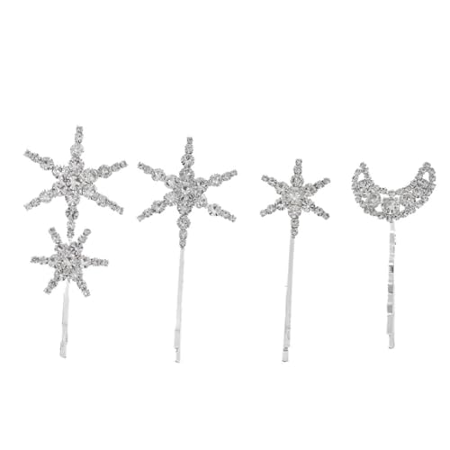 VILLFUL 4 Stück Elegante Strass haarspangen mit Stern mond Design Robuste Haarklammern mit Hoher Hitzebeständigkeit Modische Haarschmuck für Damen und Mädchen Glänzende Accessoires für von VILLFUL